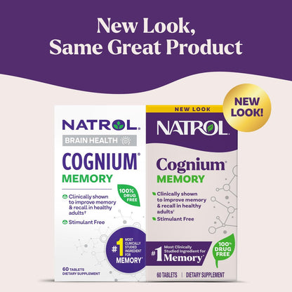 Natrol Cognium Gedächtnis & Gehirn Unterstützung – 60 Tabletten, 30-Tage-Vorrat