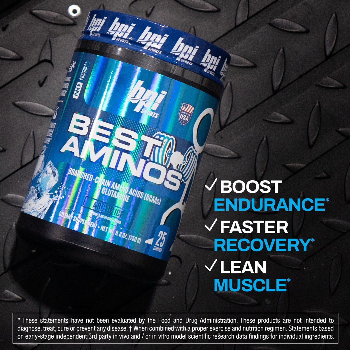BPI Sports Best Aminos – BCAA Pulver nach dem Training & Glutamin Erholungsgetränk mit verzweigtkettigen Aminosäuren für Hydratation & Erholung, für Männer & Frauen – Arctic Ice – 25 Portionen