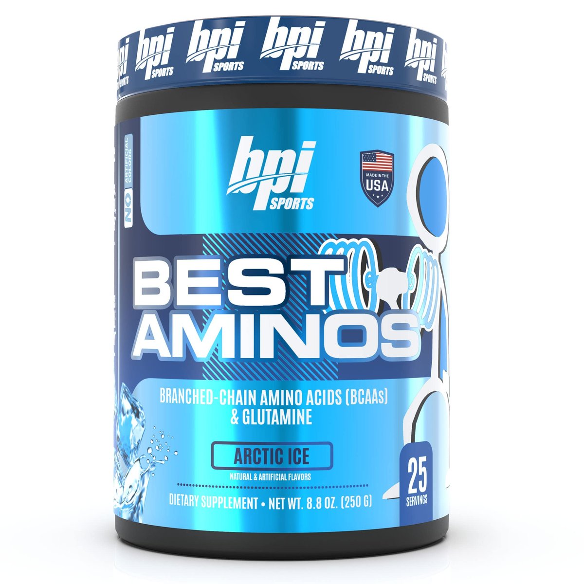 BPI Sports Best Aminos – BCAA Pulver nach dem Training & Glutamin Erholungsgetränk mit verzweigtkettigen Aminosäuren für Hydratation & Erholung, für Männer & Frauen – Arctic Ice – 25 Portionen