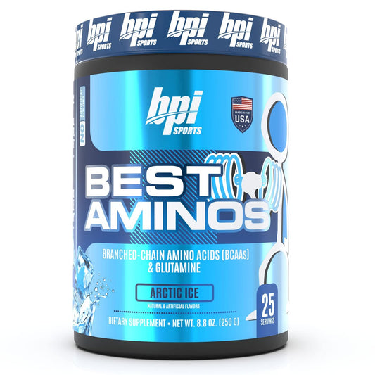 BPI Sports Best Aminos – BCAA Pulver nach dem Training & Glutamin Erholungsgetränk mit verzweigtkettigen Aminosäuren für Hydratation & Erholung, für Männer & Frauen – Arctic Ice – 25 Portionen