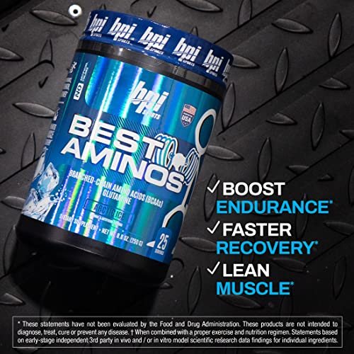 BPI Sports Best Aminos – BCAA Pulver nach dem Training & Glutamin Erholungsgetränk mit verzweigtkettigen Aminosäuren für Hydratation & Erholung, für Männer & Frauen – Arctic Ice – 25 Portionen