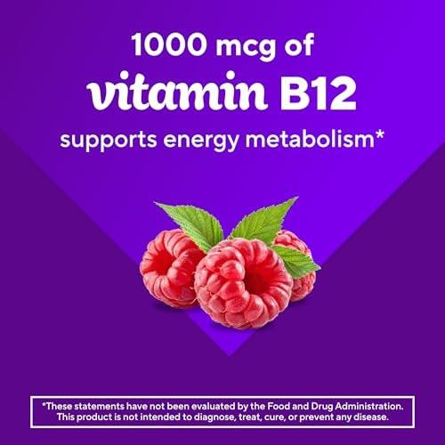Vitafusion Vitamin B12 Gummis | 1000 mcg | 140 Erwachsene Gummivitamine | Für Frauen & Männer | Himbeergeschmack | Gluten- und laktosefrei