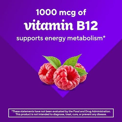 Vitafusion Vitamin B12 Gummis | 1000 mcg | 140 Erwachsene Gummivitamine | Für Frauen & Männer | Himbeergeschmack | Gluten- und laktosefrei
