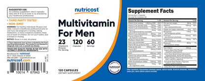Nutricost Multivitamin für Männer – 120 Kapseln Vitamine und Mineralstoffe für den gesunden Mann