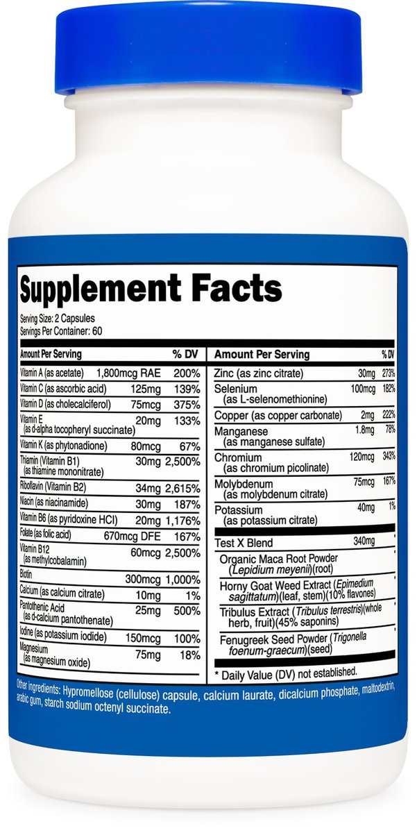 Nutricost Multivitamin für Männer – 120 Kapseln Vitamine und Mineralstoffe für den gesunden Mann