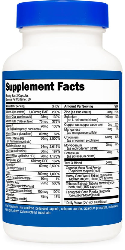 Nutricost Multivitamin für Männer – 120 Kapseln Vitamine und Mineralstoffe für den gesunden Mann