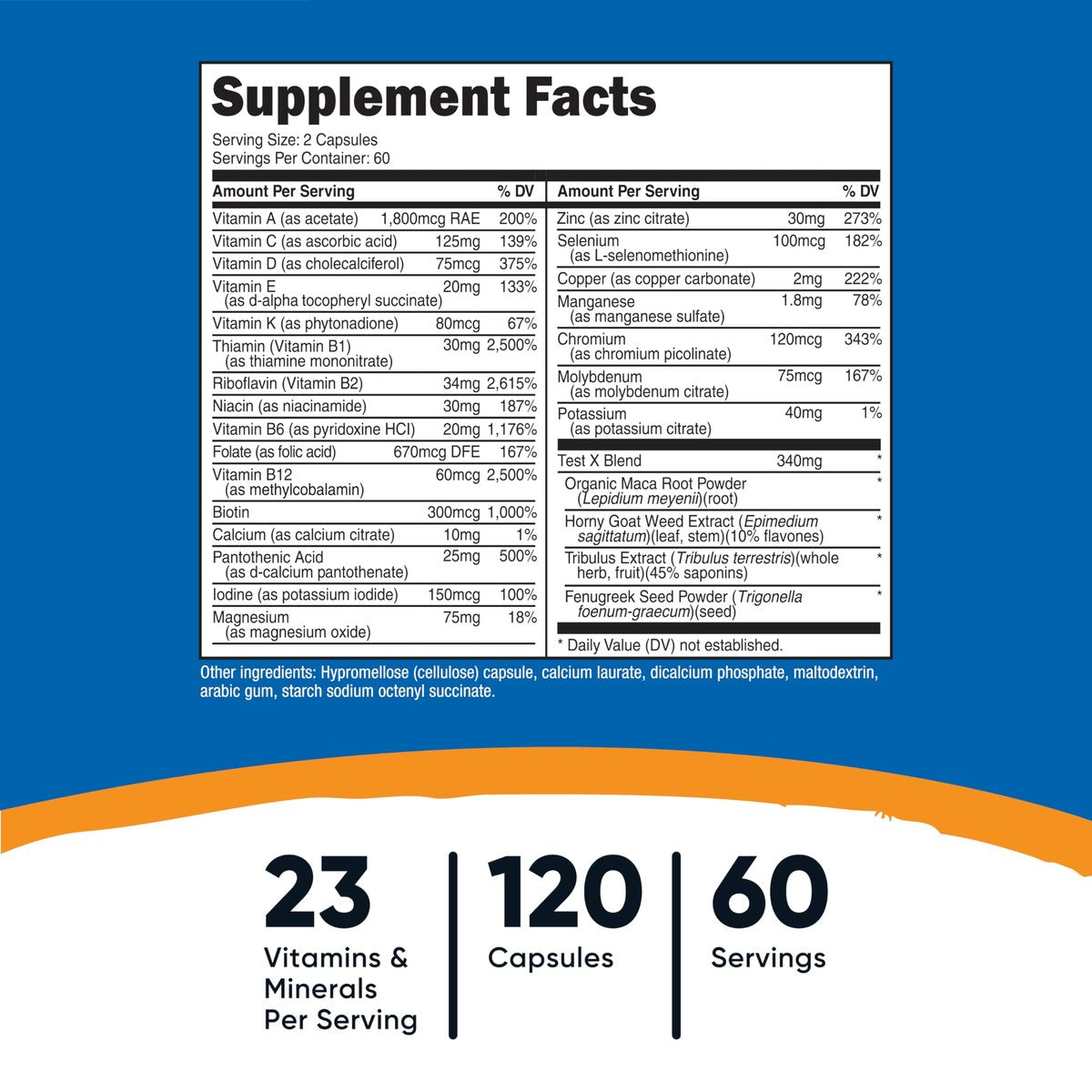 Nutricost Multivitamin für Männer – 120 Kapseln Vitamine und Mineralstoffe für den gesunden Mann