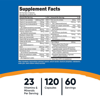 Nutricost Multivitamin für Männer – 120 Kapseln Vitamine und Mineralstoffe für den gesunden Mann