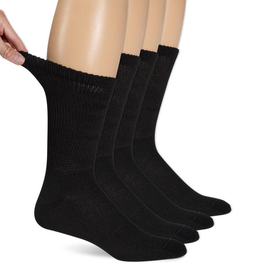 Dr. Scholl's Herren 4er-Pack Diabetiker- und Durchblutungs-Socken, nicht einschnürend, Freizeit-Crew-Socken, Schwarz, Schuhgröße 13-15 US