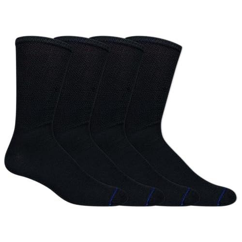 Dr. Scholl's Herren 4er-Pack Diabetiker- und Durchblutungs-Socken, nicht einschnürend, Freizeit-Crew-Socken, Schwarz, Schuhgröße 13-15 US