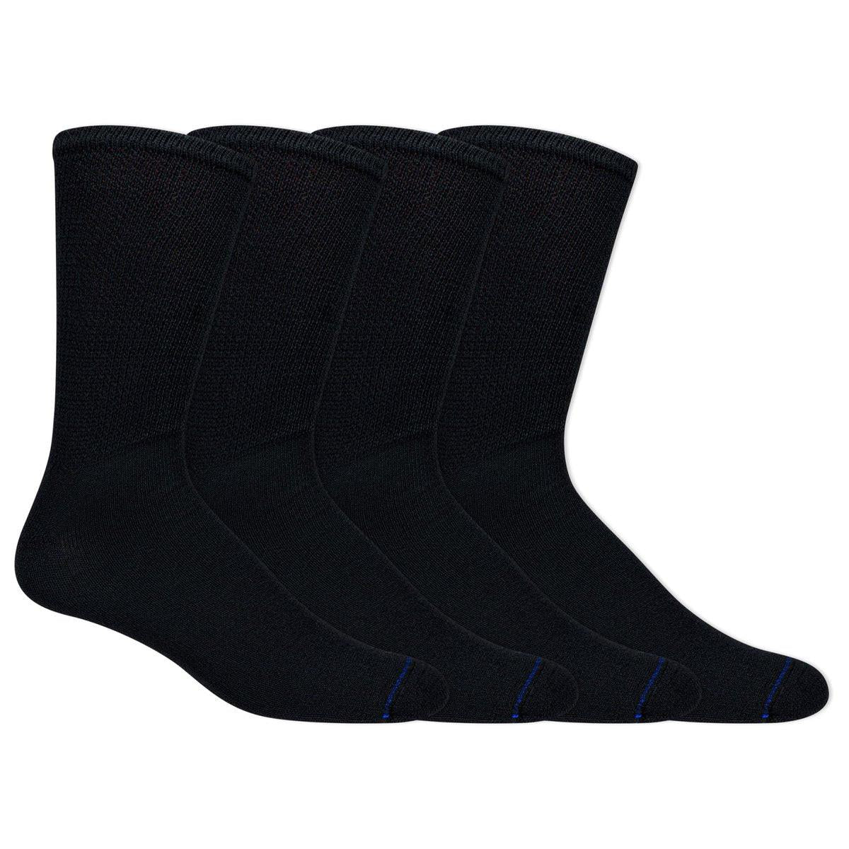 Dr. Scholl's Herren 4er-Pack Diabetiker- und Durchblutungs-Socken, nicht einschnürend, Freizeit-Crew-Socken, Schwarz, Schuhgröße 13-15 US