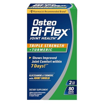 Osteo Bi-Flex Dreifach-Stärke Glucosamin Komplex mit Kurkuma-Extrakt – 80 Tabletten für Gelenkfunktion und antioxidative Kraft