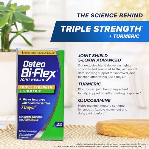 Osteo Bi-Flex Dreifach-Stärke Glucosamin Komplex mit Kurkuma-Extrakt – 80 Tabletten für Gelenkfunktion und antioxidative Kraft