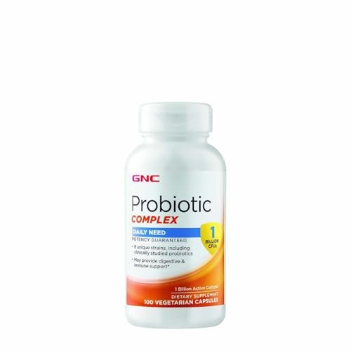 GNC Probiotic Complex – Tägliche Verdauungs- und Immununterstützung, 1 Milliarde KBE, 100 vegetarische Kapseln, 100 Portionen