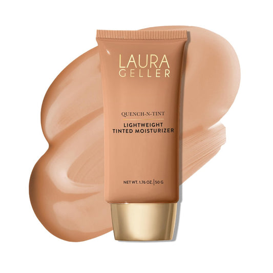 LAURA GELLER NEW YORK Quench-n-Tint getönte Feuchtigkeitscreme – Leichte bis mittlere Deckkraft, natürlicher Glow, mit Hyaluronsäure, 04 Medium