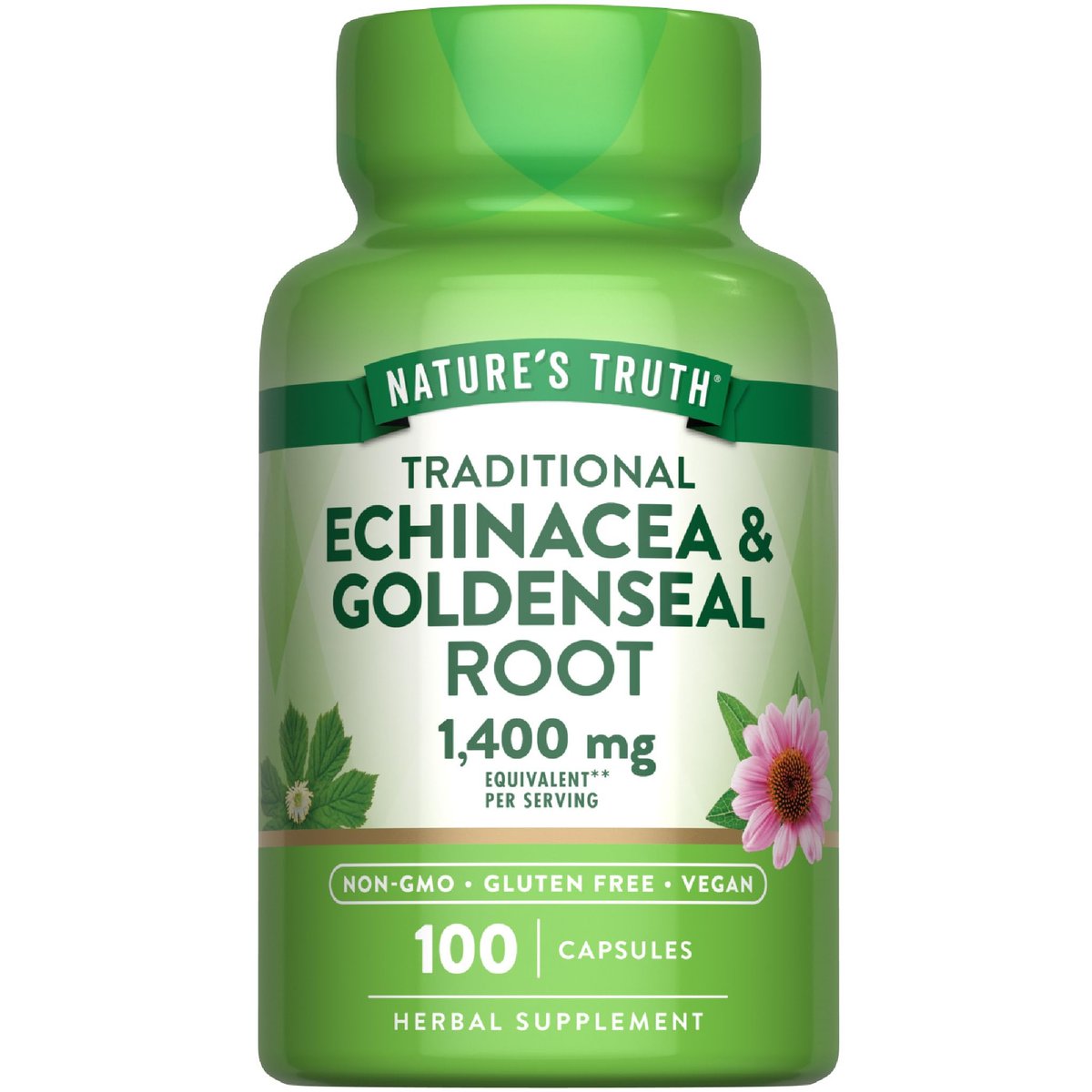 Nature's Truth Echinacea Goldenseal Kapseln | 100 Stück | Veganes, Nicht-GVO & Glutenfreies Nahrungsergänzungsmittel | Kräuterunterstützungskomplex
