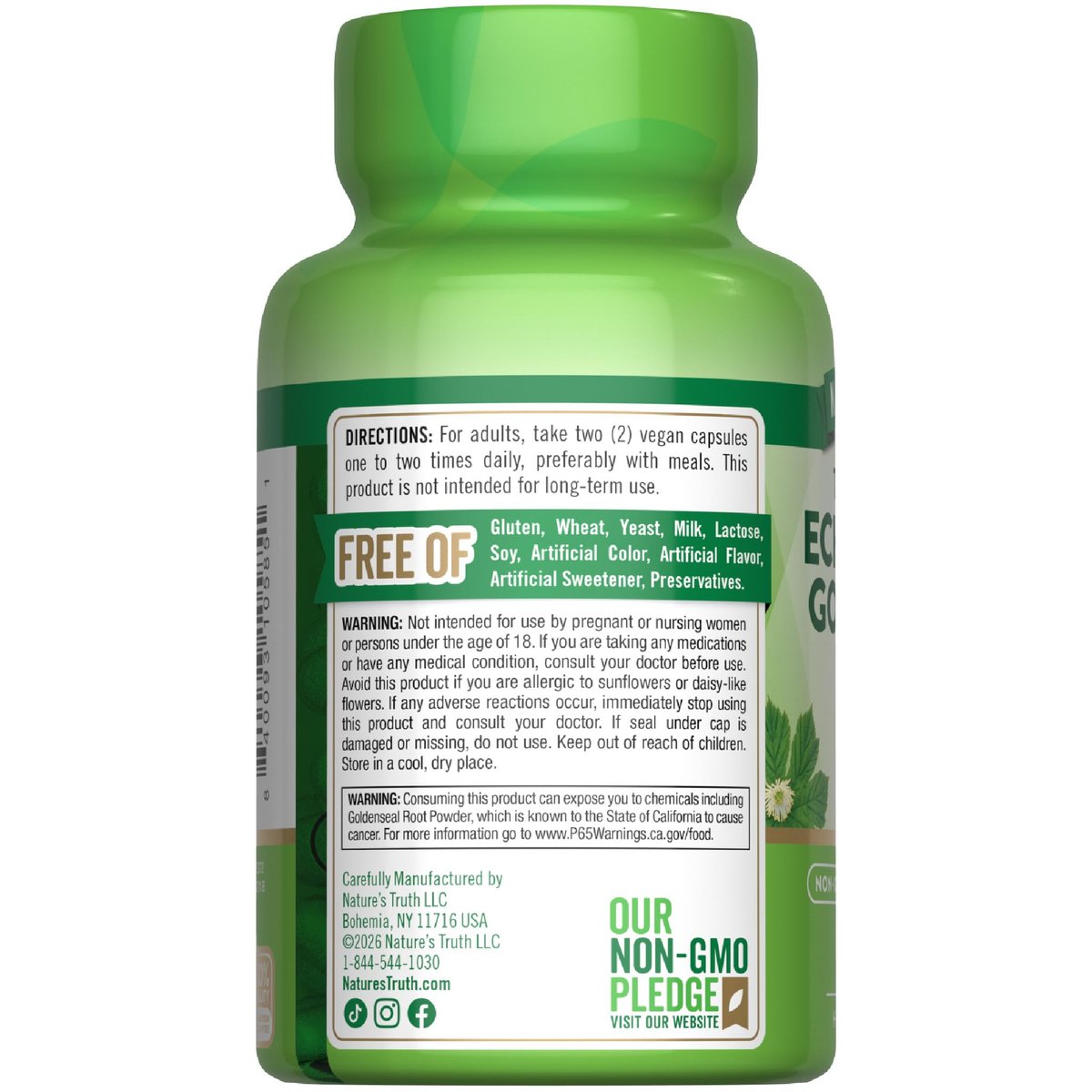 Nature's Truth Echinacea Goldenseal Kapseln | 100 Stück | Veganes, Nicht-GVO & Glutenfreies Nahrungsergänzungsmittel | Kräuterunterstützungskomplex