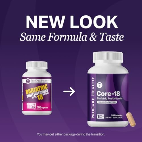 ProCare Health Bariatrisches Multivitamin mit Eisen 18 mg (30 leicht zu schluckende Kapseln) - Post-OP Bariatrische Vitamine für Magenbypass - Must-Haves für Schlauchmagen-Patienten (1 Monatsvorrat)