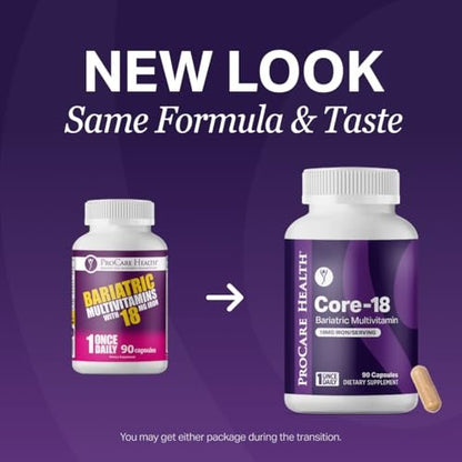 ProCare Health Bariatrisches Multivitamin mit Eisen 18 mg (30 leicht zu schluckende Kapseln) - Post-OP Bariatrische Vitamine für Magenbypass - Must-Haves für Schlauchmagen-Patienten (1 Monatsvorrat)