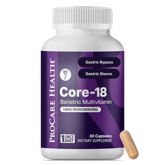 ProCare Health Bariatrisches Multivitamin mit Eisen 18 mg (30 leicht zu schluckende Kapseln) - Post-OP Bariatrische Vitamine für Magenbypass - Must-Haves für Schlauchmagen-Patienten (1 Monatsvorrat)