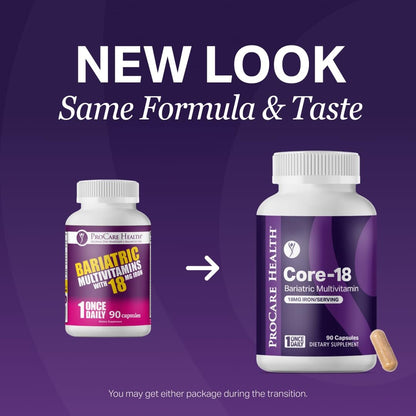 ProCare Health Bariatrisches Multivitamin mit Eisen 18 mg (30 leicht zu schluckende Kapseln) - Post-OP Bariatrische Vitamine für Magenbypass - Must-Haves für Schlauchmagen-Patienten (1 Monatsvorrat)