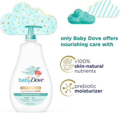 Baby Dove Sensitive Skin Care Baby Wash – Duftfrei, hypoallergen, 591 ml
