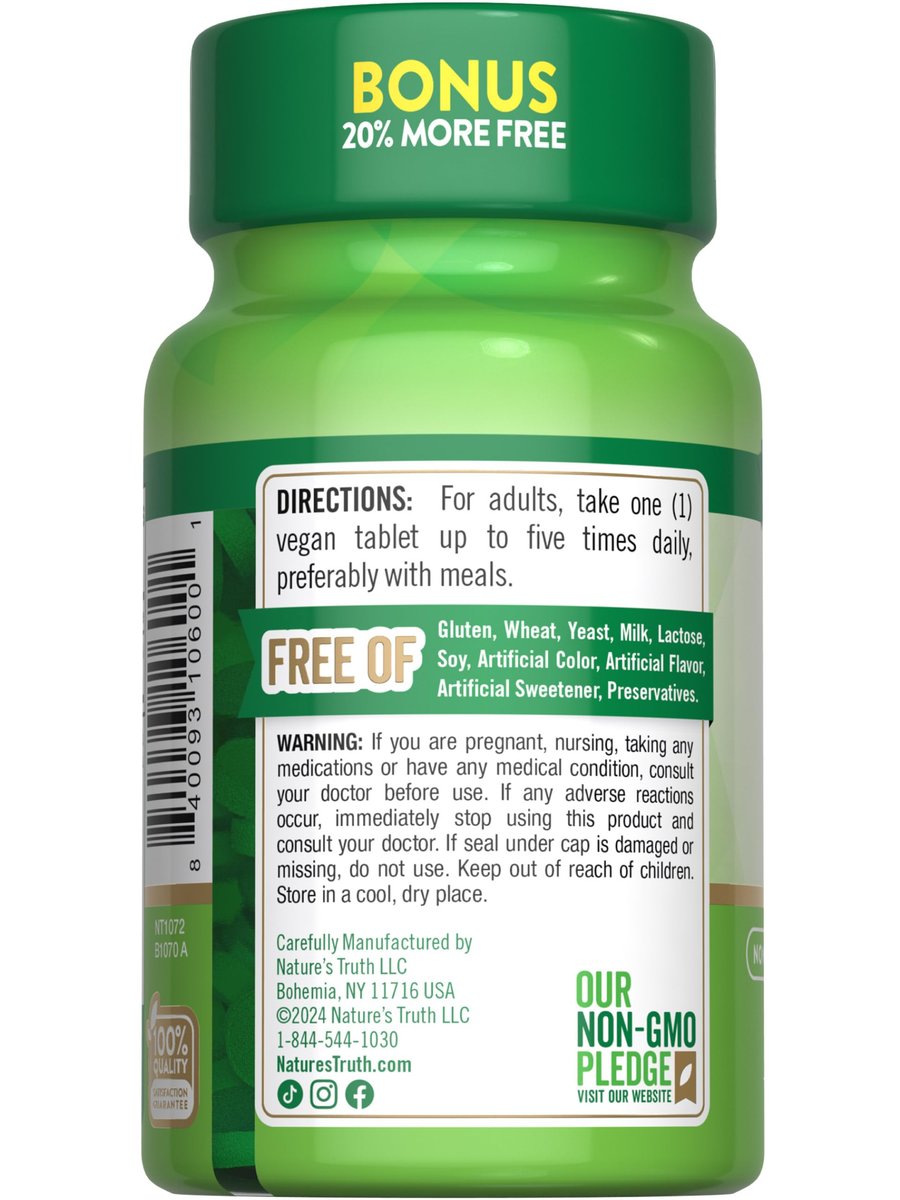 Nature's Truth B12 Vitamin 500 mcg | 120 Tabletten | Vegan, Nicht-GMO & Glutenfrei