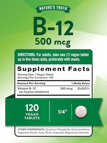 Nature's Truth B12 Vitamin 500 mcg | 120 Tabletten | Vegan, Nicht-GMO & Glutenfrei