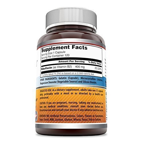 Amazing Formulas Riboflavin 400mg – 120 Kapseln – Nahrungsergänzungsmittel – Non-GMO, Glutenfrei, Hergestellt in USA
