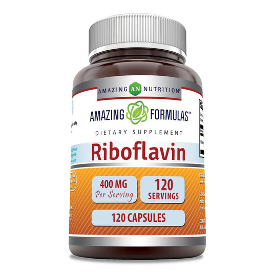 Amazing Formulas Riboflavin 400mg – 120 Kapseln – Nahrungsergänzungsmittel – Non-GMO, Glutenfrei, Hergestellt in USA