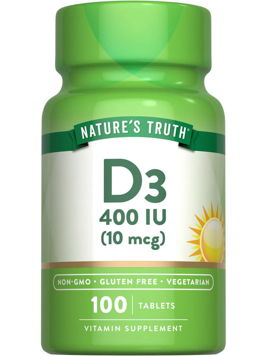 Nature's Truth Vitamin D3 400 IE (10 µg) | 100 Tabletten | Vegetarisch, Nicht-GVO & Glutenfrei