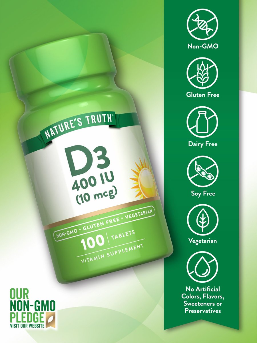 Nature's Truth Vitamin D3 400 IE (10 µg) | 100 Tabletten | Vegetarisch, Nicht-GVO & Glutenfrei