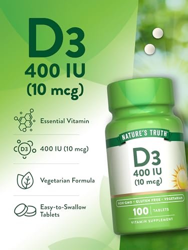 Nature's Truth Vitamin D3 400 IE (10 µg) | 100 Tabletten | Vegetarisch, Nicht-GVO & Glutenfrei