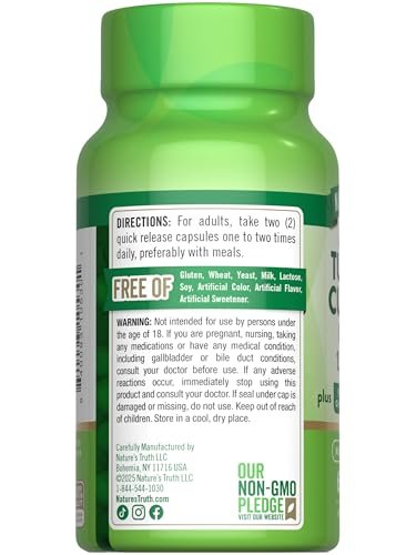 Nature's Truth Curcumin mit schwarzem Pfefferextrakt, Olivenblatt & Sauerkirsche | 60 Kapseln | Nicht-GVO & Glutenfrei