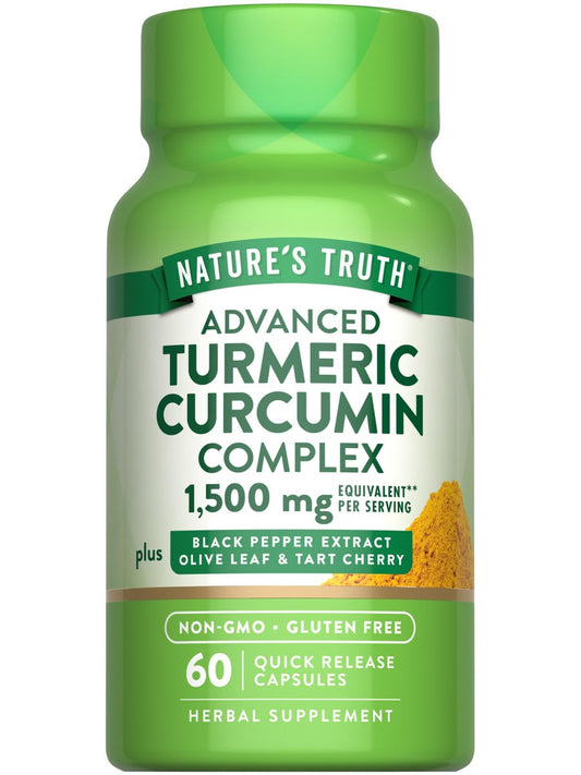 Nature's Truth Curcumin mit schwarzem Pfefferextrakt, Olivenblatt & Sauerkirsche | 60 Kapseln | Nicht-GVO & Glutenfrei