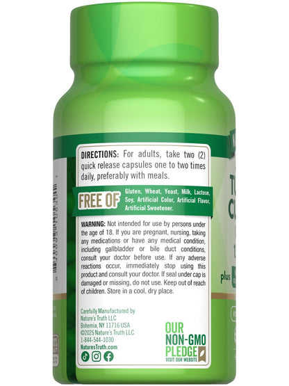 Nature's Truth Curcumin mit schwarzem Pfefferextrakt, Olivenblatt & Sauerkirsche | 60 Kapseln | Nicht-GVO & Glutenfrei