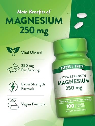 Nature's Truth Magnesium – 250 mg pro Portion, 100 vegane Kapseln, Non-GMO & Glutenfrei