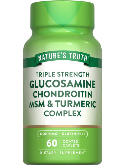 Nature's Truth Glucosamin Chondroitin MSM Komplex mit Kurkuma | 60 Kapseln | Dreifach-Stärke-Formel | Nicht-GVO & Glutenfrei