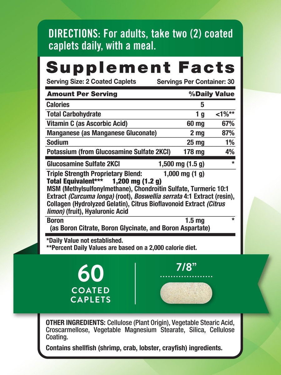 Nature's Truth Glucosamin Chondroitin MSM Komplex mit Kurkuma | 60 Kapseln | Dreifach-Stärke-Formel | Nicht-GVO & Glutenfrei