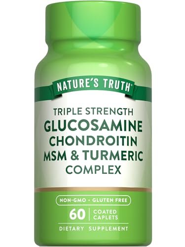Nature's Truth Glucosamin Chondroitin MSM Komplex mit Kurkuma | 60 Kapseln | Dreifach-Stärke-Formel | Nicht-GVO & Glutenfrei