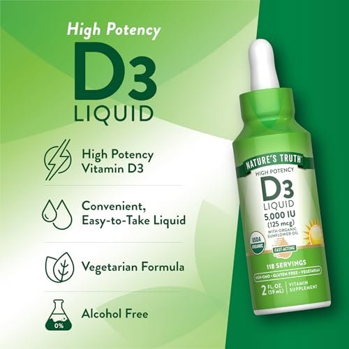 Nature's Truth Vitamin D3 Flüssig – 5000 IE, 60 ml – Nicht-GVO & glutenfrei