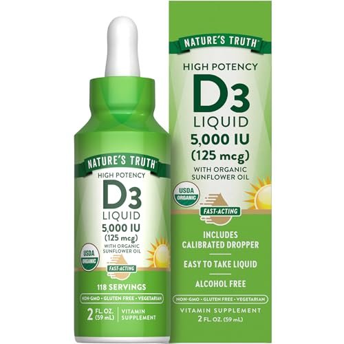 Nature's Truth Vitamin D3 Flüssig – 5000 IE, 60 ml – Nicht-GVO & glutenfrei
