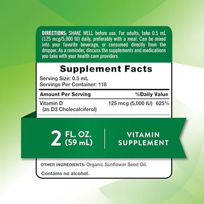Nature's Truth Vitamin D3 Flüssig – 5000 IE, 60 ml – Nicht-GVO & glutenfrei