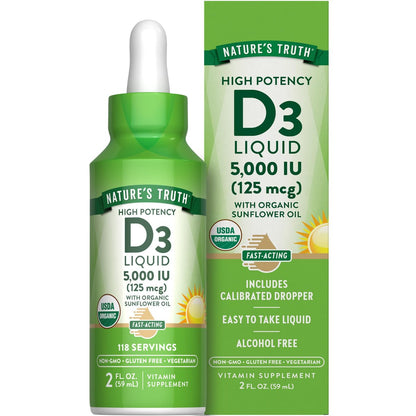 Nature's Truth Vitamin D3 Flüssig – 5000 IE, 60 ml – Nicht-GVO & glutenfrei