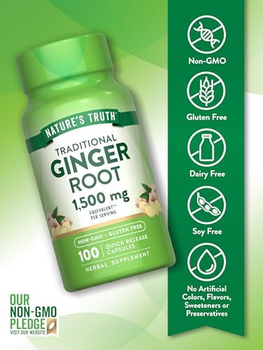 Nature's Truth Ingwerwurzel Kapseln | 100 Kapseln | aus Ingwerwurzelextrakt | Nicht-GVO und glutenfrei