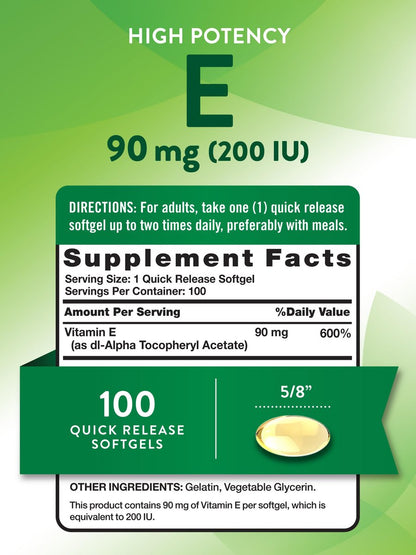 Nature's Truth Vitamin E Softgels | 200 IE | 100 Softgels | Nicht-GVO & Glutenfrei
