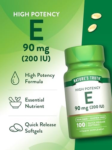 Nature's Truth Vitamin E Softgels | 200 IE | 100 Softgels | Nicht-GVO & Glutenfrei