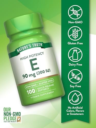 Nature's Truth Vitamin E Softgels | 200 IE | 100 Softgels | Nicht-GVO & Glutenfrei