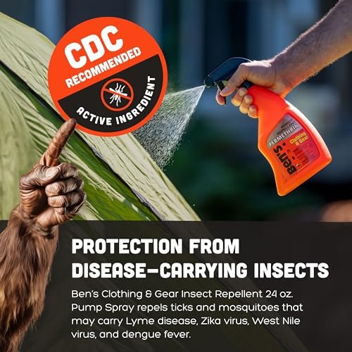 Ben's Clothing & Gear Insektenschutzspray – Lang anhaltender Schutz für Kleidung & Ausrüstung mit Permethrin, hält bis zu 6 Wochen, 710 ml