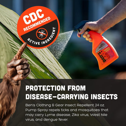 Ben's Clothing & Gear Insektenschutzspray – Lang anhaltender Schutz für Kleidung & Ausrüstung mit Permethrin, hält bis zu 6 Wochen, 710 ml